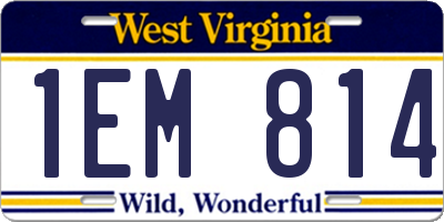 WV license plate 1EM814