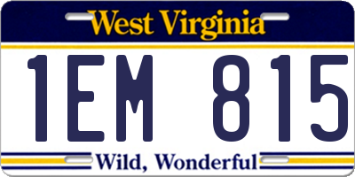 WV license plate 1EM815