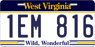 WV license plate 1EM816