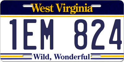 WV license plate 1EM824