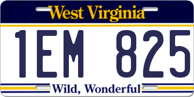 WV license plate 1EM825