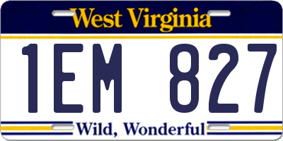 WV license plate 1EM827