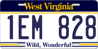 WV license plate 1EM828