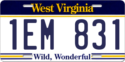 WV license plate 1EM831