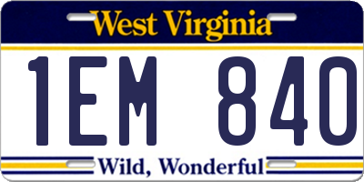 WV license plate 1EM840