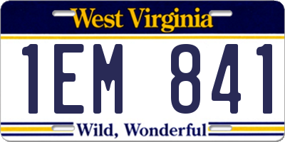 WV license plate 1EM841