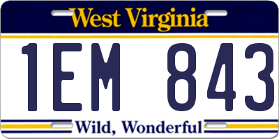 WV license plate 1EM843