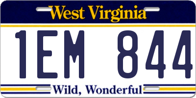 WV license plate 1EM844
