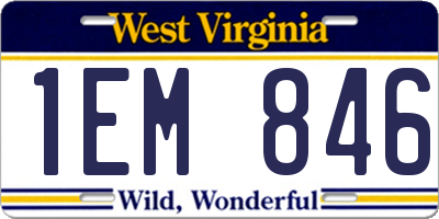 WV license plate 1EM846