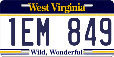 WV license plate 1EM849