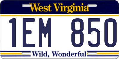 WV license plate 1EM850
