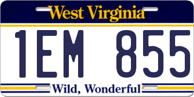 WV license plate 1EM855