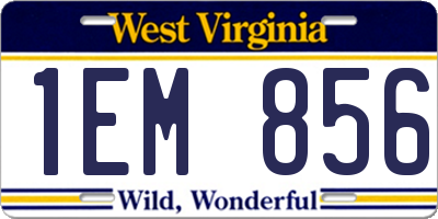 WV license plate 1EM856