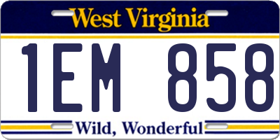 WV license plate 1EM858