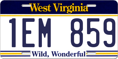 WV license plate 1EM859