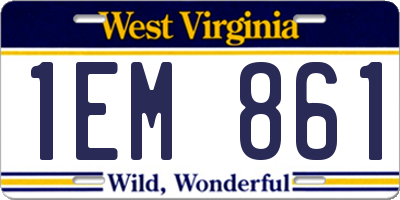 WV license plate 1EM861