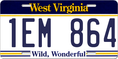 WV license plate 1EM864