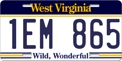 WV license plate 1EM865