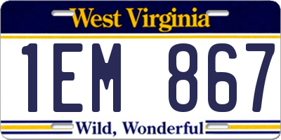 WV license plate 1EM867