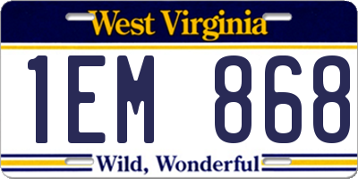 WV license plate 1EM868