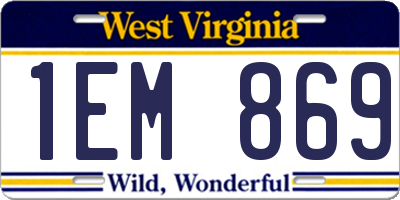 WV license plate 1EM869