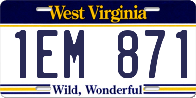 WV license plate 1EM871