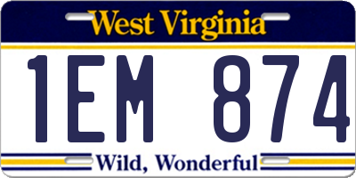WV license plate 1EM874