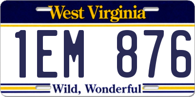 WV license plate 1EM876