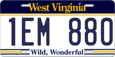 WV license plate 1EM880