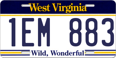 WV license plate 1EM883