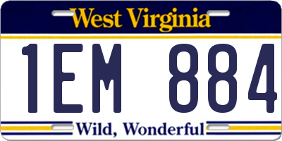 WV license plate 1EM884