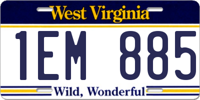 WV license plate 1EM885