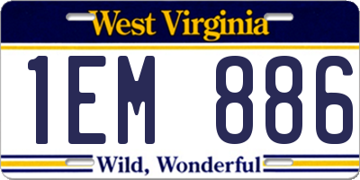 WV license plate 1EM886