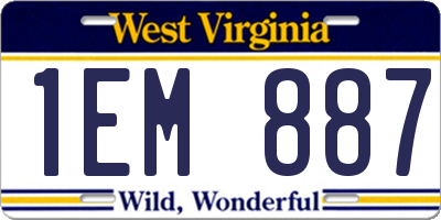 WV license plate 1EM887
