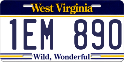 WV license plate 1EM890
