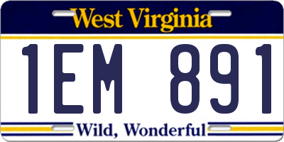 WV license plate 1EM891