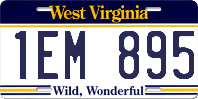 WV license plate 1EM895