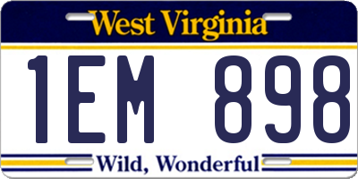 WV license plate 1EM898