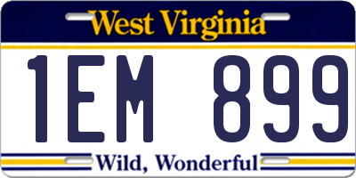 WV license plate 1EM899