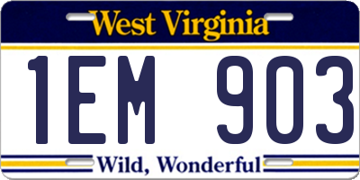 WV license plate 1EM903