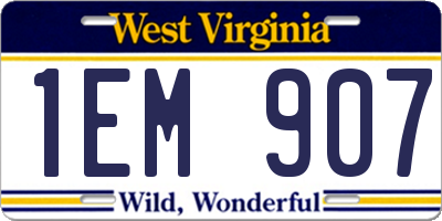 WV license plate 1EM907