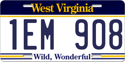WV license plate 1EM908