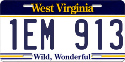 WV license plate 1EM913