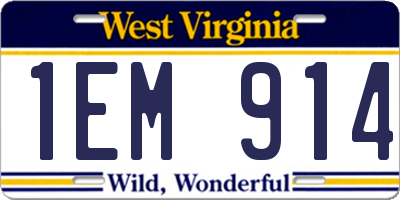 WV license plate 1EM914