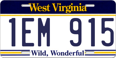 WV license plate 1EM915