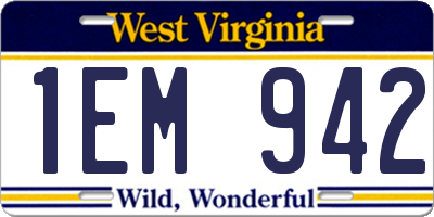 WV license plate 1EM942