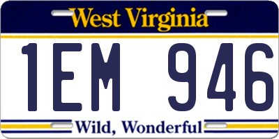 WV license plate 1EM946