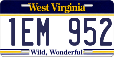 WV license plate 1EM952