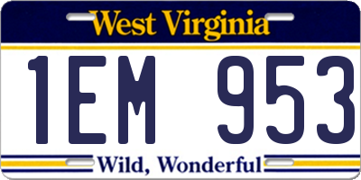 WV license plate 1EM953