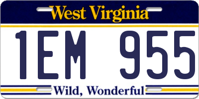 WV license plate 1EM955